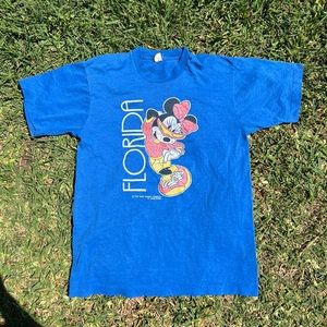 Minnie Mouse Rare vintage 80s Florida velva sheen t-shirt Adult Large Blue